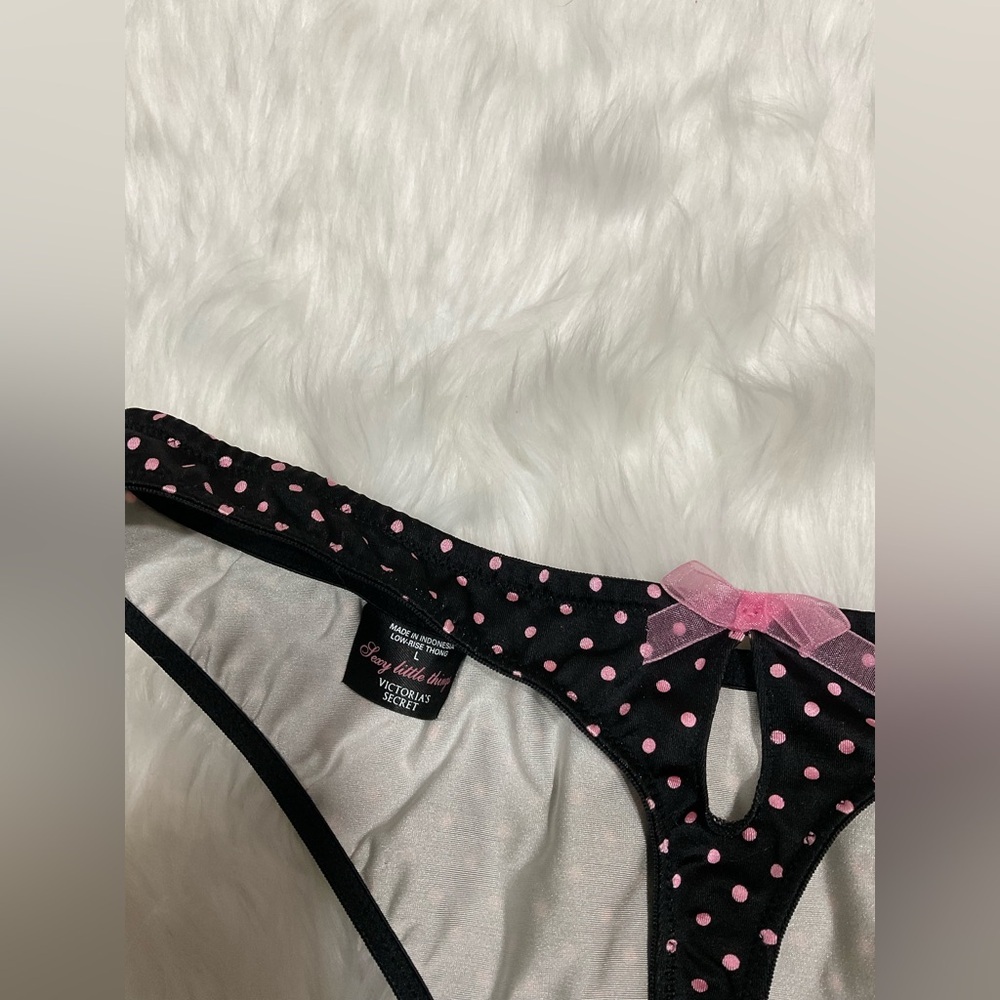 Sexy Little Things Victoria's Secret Black and Pink Polka Dot Panty - Picture 11 of 11